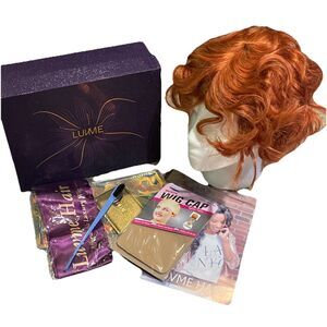 Luvme Human Hair Wig Red Short Cut Curly Center Part